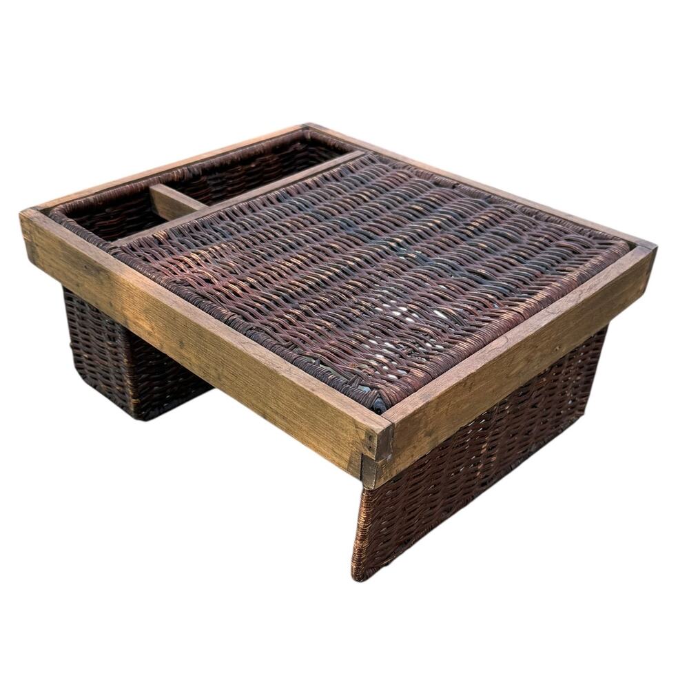 Vintage Rattan and Wood Utensil & Plate Caddy - Picture 9 of 16